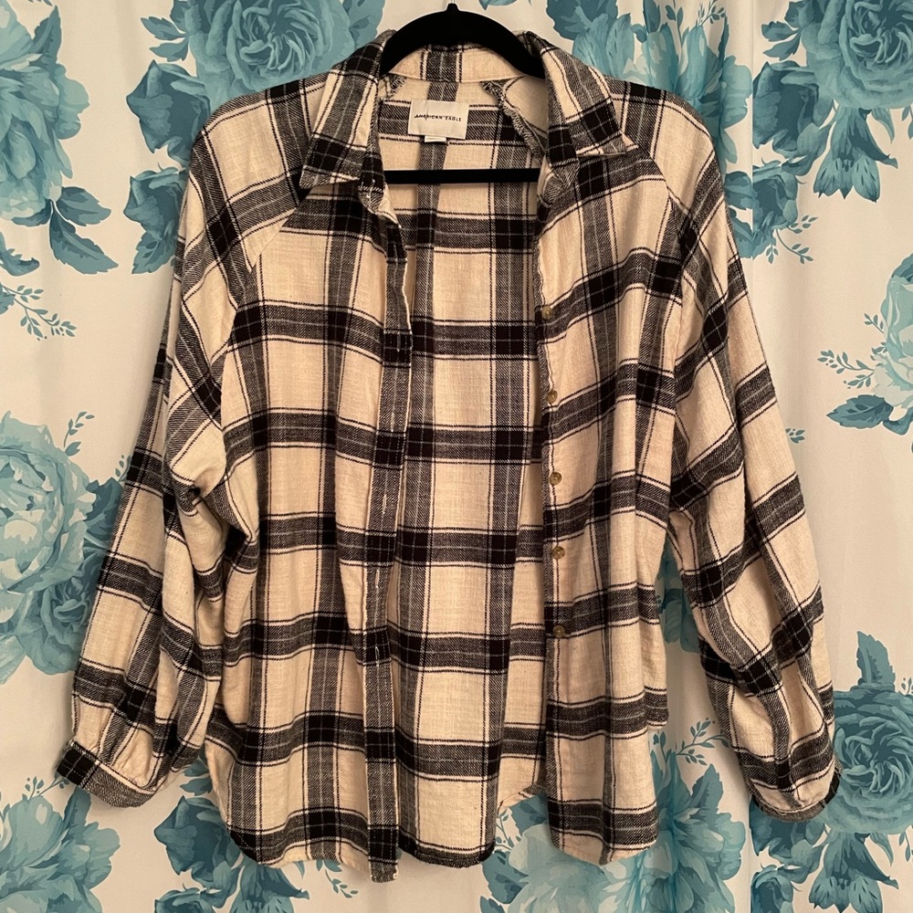 AE Casual Oversized Flannel Cuff Sleeves